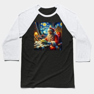 Stellar Santa - Starry Night Sky Holiday Art Prints Baseball T-Shirt